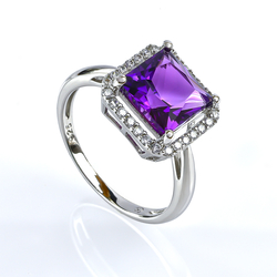 Amethyst Princess Cut 925 Silver Ring