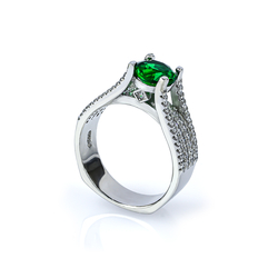 Micro Pave Emerald .925 Silver Ring