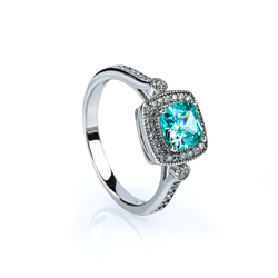 Micropave Paraiba Silver Ring