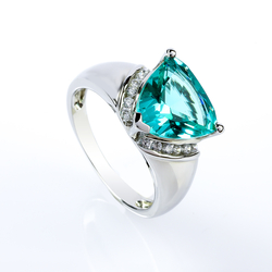 Big Trillion Cut Paraiba Stone Silver Ring