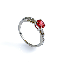 Engagement Ring in Silver With Ruby