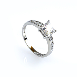 Princess Cut Engagement Silver Ring Solitaire