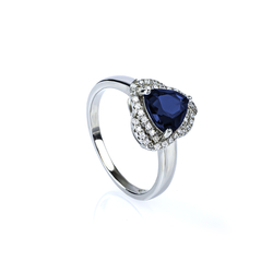 September Birthstone Sapphire Sterling Silver Ring