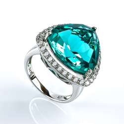 Big Sterling Silver Ring with Trillion Cut Paraiba