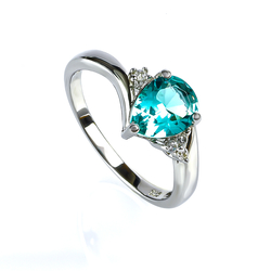 Paraiba Pear Cut Silver Ring