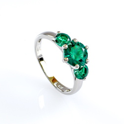 3 Stone Emerald Ring