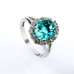 Paraiba .925 Silver Ring Oval Cut Stone