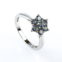 Flower Ring in Silver with Mystic Topaz