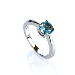 Aquamarine Solitaire Sterling Silver Ring