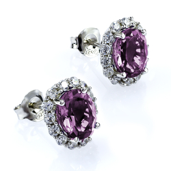 Alexandrite Earrings in Oval Cut with Zirconia