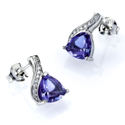 Aretes con Alejandrita en Plata de Ley .925 Azul a Morado