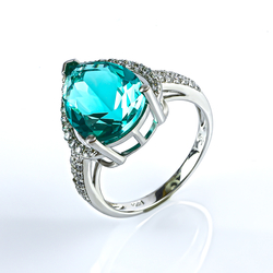 Anillo de Paraiba Corte Pera en Plata .925