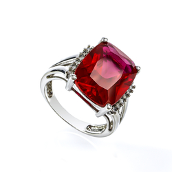 Big Red Ruby Ring in .925 Silver