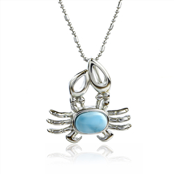 Larimar 925 Sterling Silver Crab Pendant