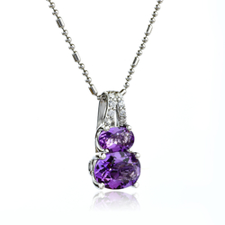 Beautiful Silver Pendant with 2 Stone Amethyst