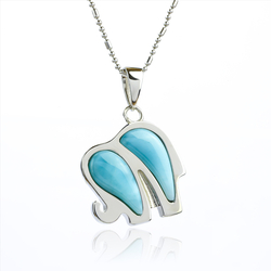 Larimar 925 Sterling Silver Elephant Pendant