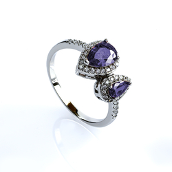 Sterling Silver Amethyst Two Stone Ring