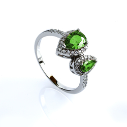 Sterling Silver Peridot Two Stone Ring