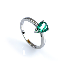 Engagement Ring in Silver with Emerald