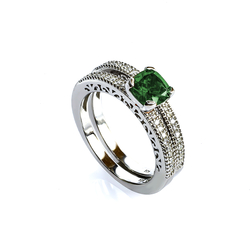 Stackable Emerald Sterling Silver Ring