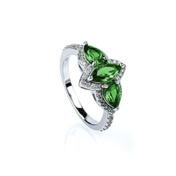 Marquise Cut Emerald Sterling Silver Ring