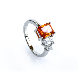 Fire Opal Three Stone Ring