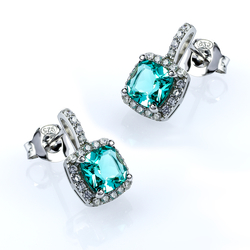 Aretes de Paraiba Corte Princesa en Plata .925