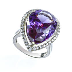 Sterling Silver Huge Amethyst Ring