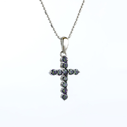 Round Cut Mystic Topaz Stones Cross Silver Pendant