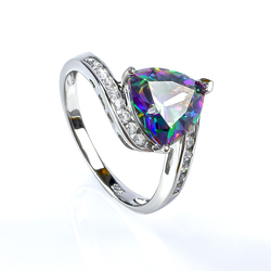 Caribbean Trillion Cut Mystic Topaz Silver Ring