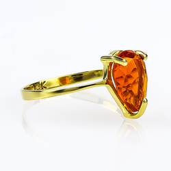 Natural Pear Cut Mexican Fire Cherry Opal 14K Yellow Gold Ring