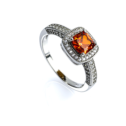 Halo Fire Opal Engagement Ring