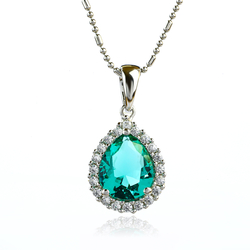 Silver Pendant With Drop Cut Paraiba