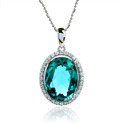 Dije de Paraiba Corte Ovalada en Plata .925