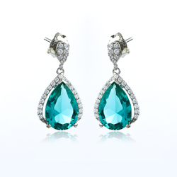 Aretes de Paraiba Corte Pera en Plata .925