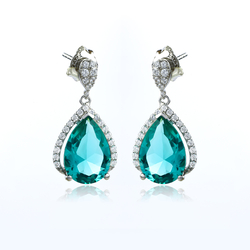 Aretes de Paraiba Corte Pera en Plata .925