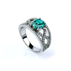 Sterling Silver Ring with Oval Cut Paraiba