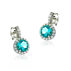 Silver Earrings with Paraiba Stone