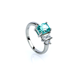 Paraiba Tourmaline Three Stone Ring