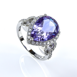 Huge Pear Cut Alexandrite .925 Silver Ring