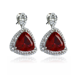 Large Ruby Earrings In Silver