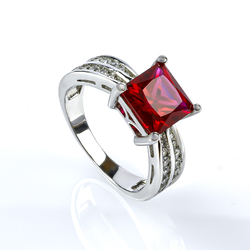 Princess Cut Ruby Ring in .925 Silver