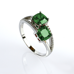 Emerald Double Stone Sterling Silver Ring