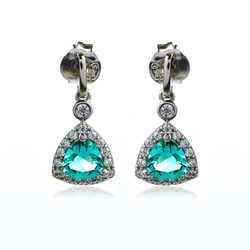 Aretes de Paraiba Corte Trillion en Plata .925