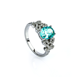 Anillo de Paraiba Turmalina Con Plata