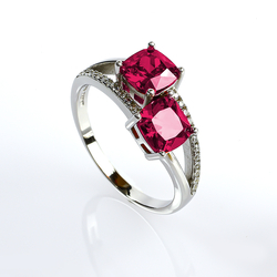 Ruby Double Stone Sterling Silver Ring