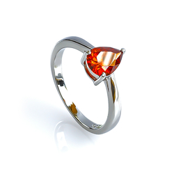 Engagement Ring in Silver with Fire Opal
