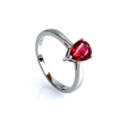 Engagement Ring in Silver with Ruby