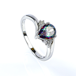 Mystic Topaz Pear Cut Silver Ring