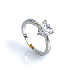 Solitaire Ring Sterling Silver 925 Heart